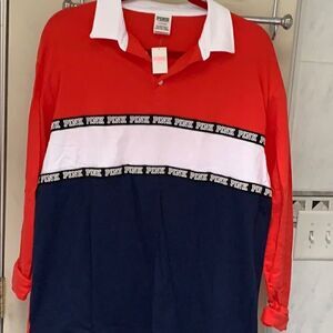 ViS Pink Long Sleeve Rugby Polo Style Tee